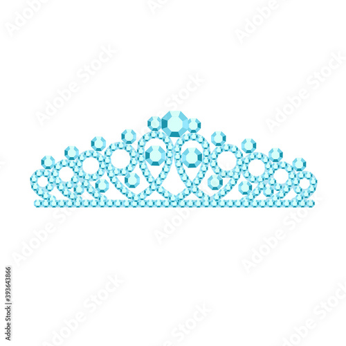 Beautiful tiaras, crowns, tiaras of a woman with precious stones. Vector illustration. Icon