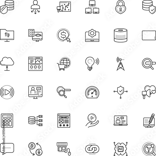internet vector icon set such as: per, crypto-exchange, indicator, optical, chain, station, assistant, bullhorn, keyboard, sticker, balloon, questionnaire, tutorial, banking, decline, algorithm, bar