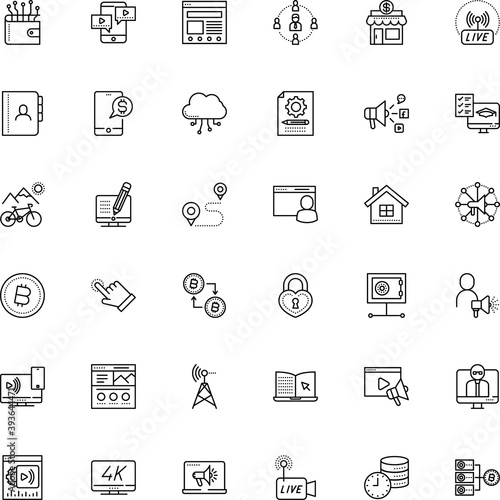internet vector icon set such as: upload, commercial, seminar, training, face, halong, protection, station, insurance, net, end, png, frontend, cog, music, wave, notebook, elearning, local