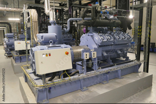 Piston compressor ammonia industrial refrigeration system (natural refrigerant NH3) photo
