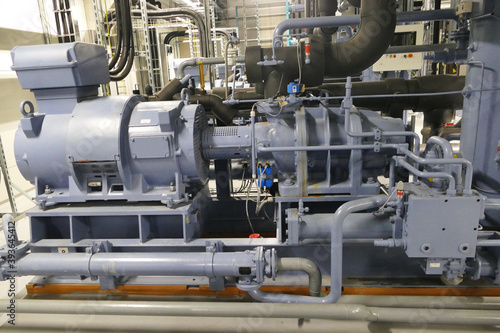 Canvas Print Ammonia NH3 industrial refrigeration screw compressor (natural refrigerant NH3 i