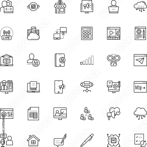 internet vector icon set such as: optical, elections, teaching, quality, tool, bar, freelancer, mind, layout, sound, lite coin, organization, residential, flow, map, facade, camera, low, novel, hand