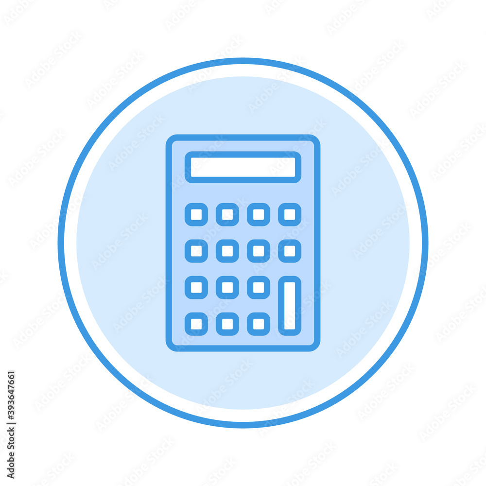calculator icon vector illustration. calculator icon blue circle design. calculator icon vector illustration. calculator icon blue circle design.