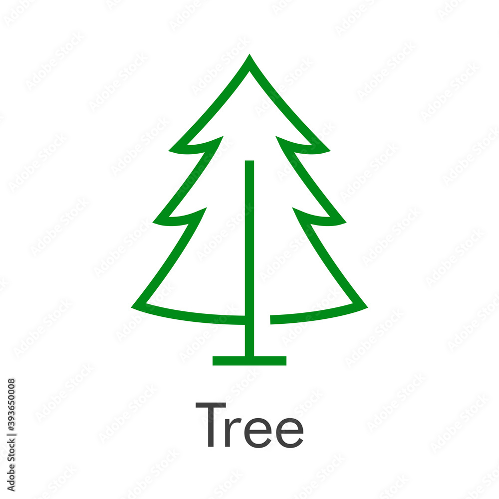 Árbol de navidad. Símbolo abeto. Logotipo con silueta de árbol con ramas con lineas en color verde Árbol de navidad. Símbolo abeto. Logotipo con silueta de árbol con ramas con lineas en color verde