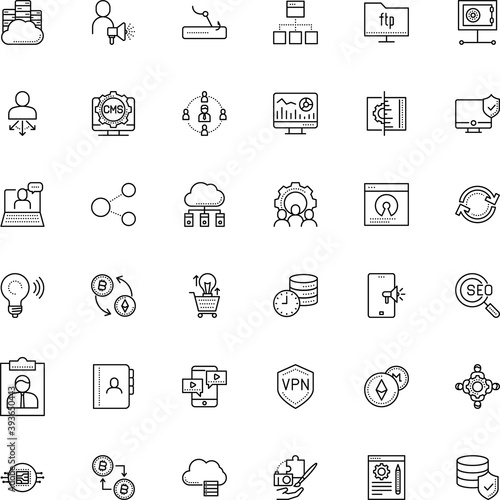 internet vector icon set such as: note, datacenter, cryptography, webinar, image, location, friend, insurance, fun, synchronize, web hosting, movie, speech, survey, processing, cooking, altcoin