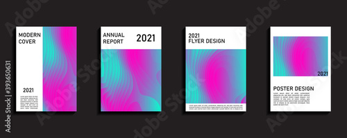 Set of covers design templates with bright wave background. Trendy modern design. Vector templates for annual report, poster, flyers, and book. Vector illustration.