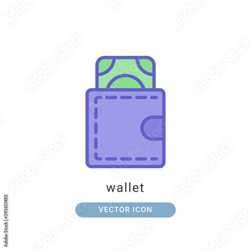 wallet icon vector illustration. wallet icon lineal color design.