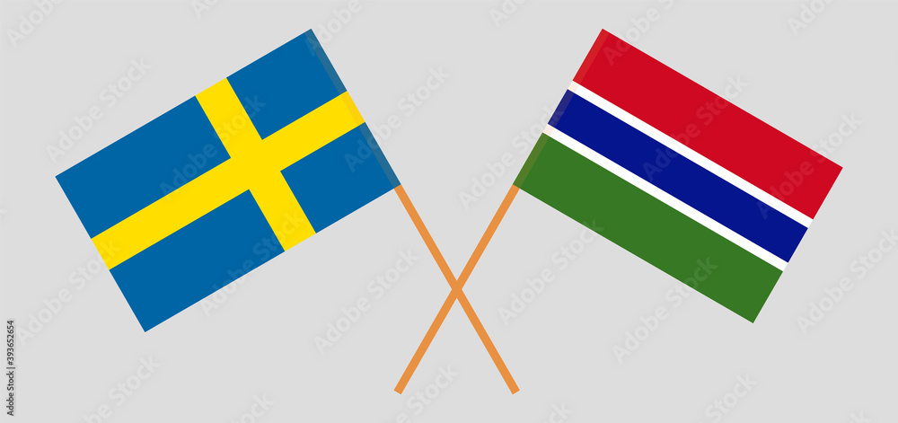 Crossed flags of the Gambia and Sweden