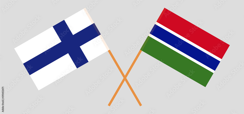 Crossed flags of the Gambia and Finland