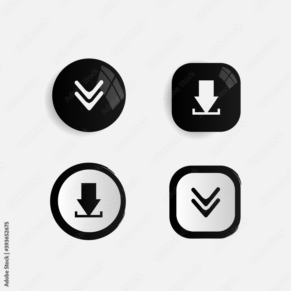 Set of modern download icon collection design isolated Set of modern download icon collection design isolated