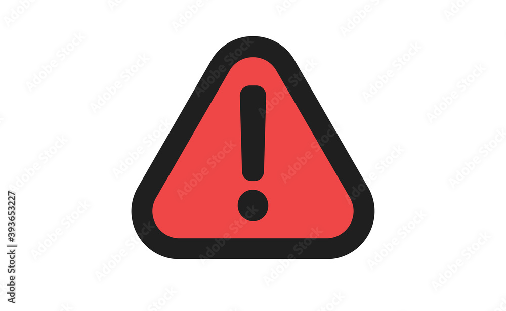 Alert icon. Exclamation danger sign. Rounded triangle with exclamation mark. Alert icon. Exclamation danger sign. Rounded triangle with exclamation mark.