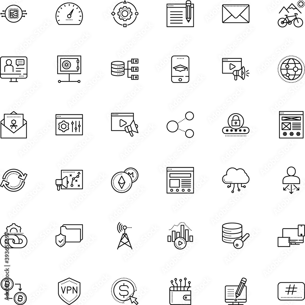 internet vector icon set such as: frame, cycle, ppc, solution, ui, signal, machine, e-commerce, padlock, postage, fuel, chi, school, power, sync, outline, stock, monitor, follow, recovery, auto