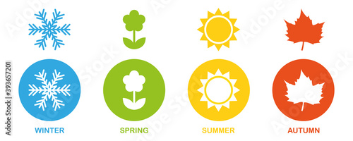 four seasons winter spring summer fall icon set vector illustration EPS10