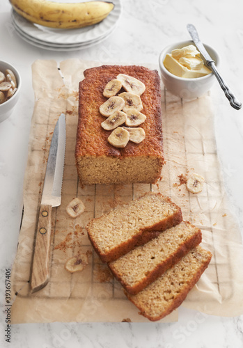 Homemade banana bread photo