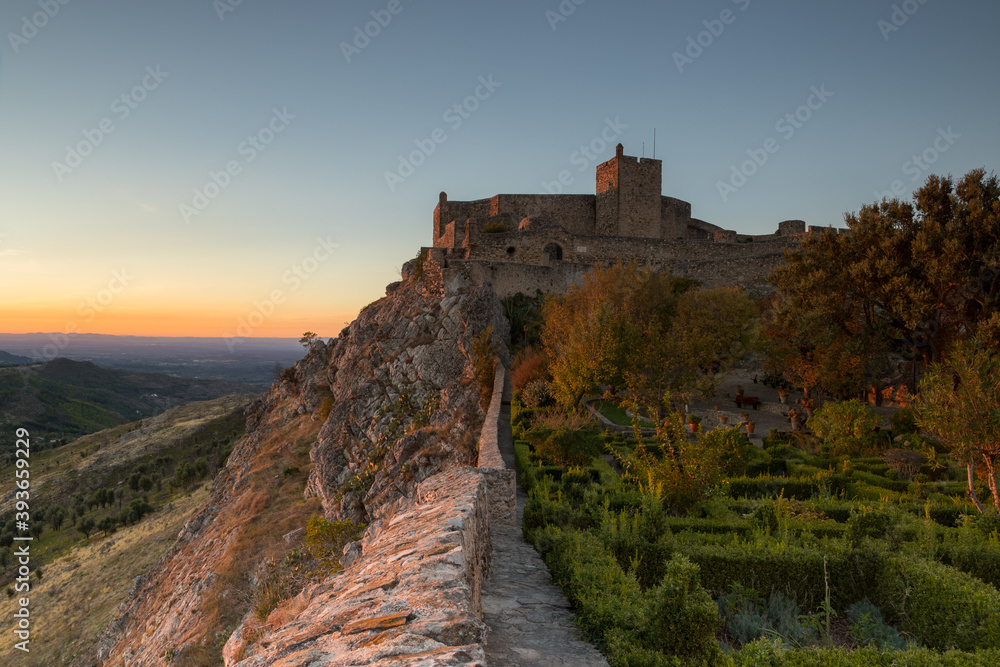 Beautiful autumn sunset in Marvao Castle. Marvao is a picturesque village located in Alentejo, Portugal.