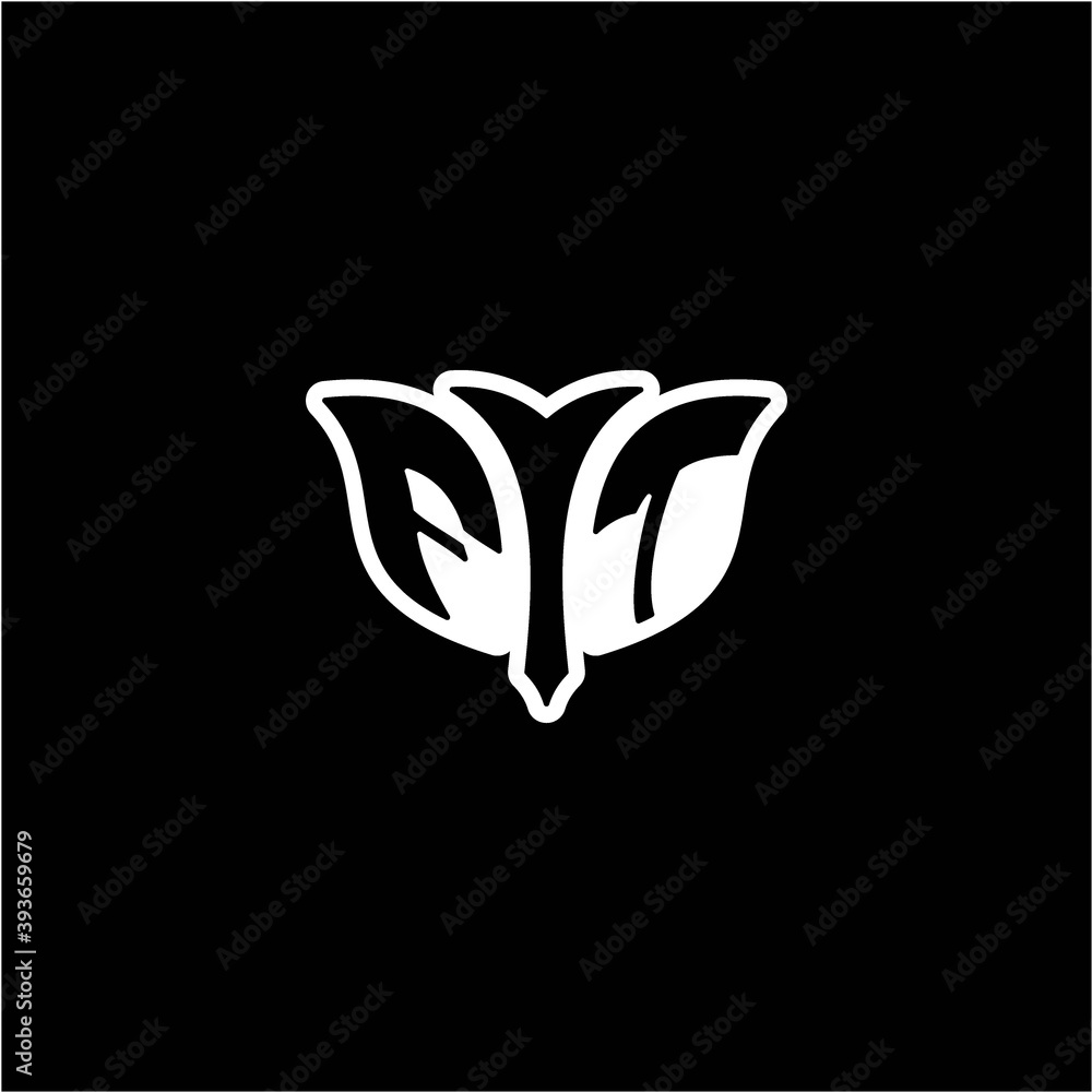 Fototapeta premium F T Initials bow arrow, simple modern minimalist design. black and white.