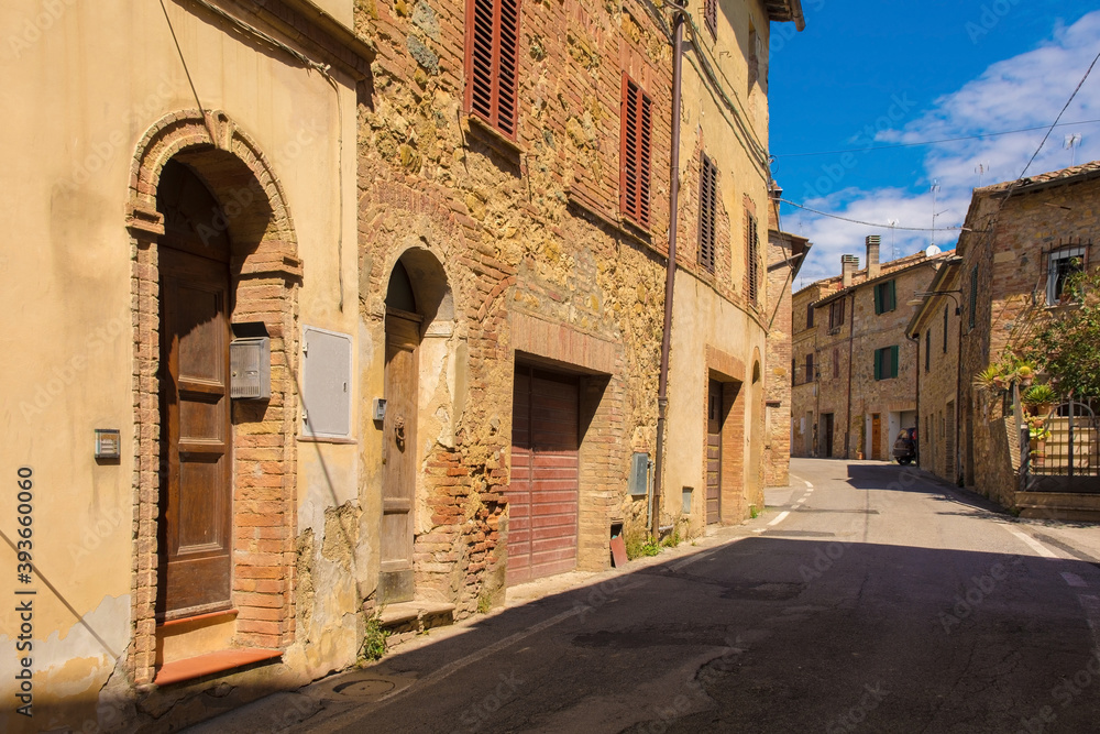 Residential buildings in the historic medieval village of Vescovado di Murlo in Siena Province, Tuscany, Italy
