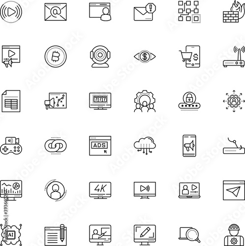 internet vector icon set such as: learning, storage, outsource, young, coin, mask, print, undesirable, look, hd, member, editable, cinema, leadership, safe, tablet, focus, view, watch, console, text