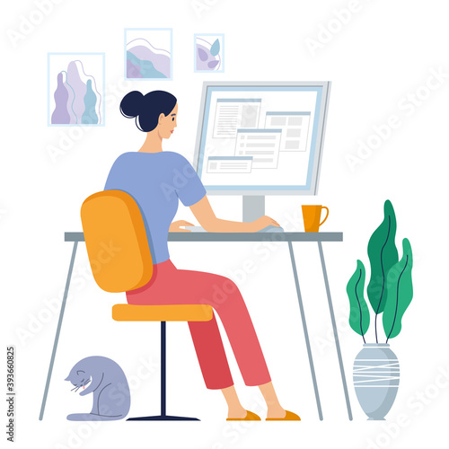 Freelancer woman work at home
