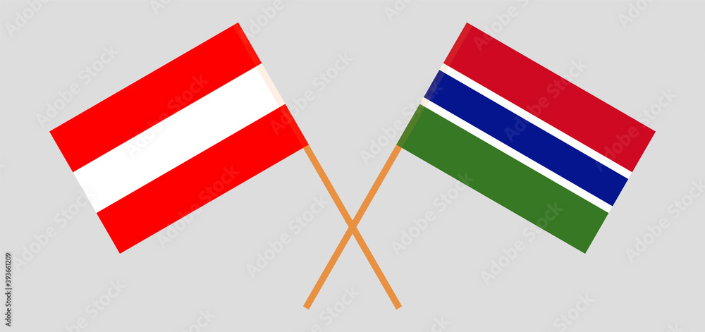 Crossed flags of the Gambia and Austria