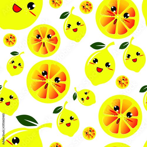 Cute stars and lemons, cartoons, pattern for children