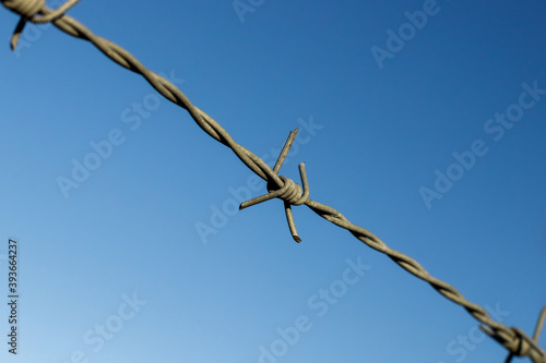 barbed wire on sky background