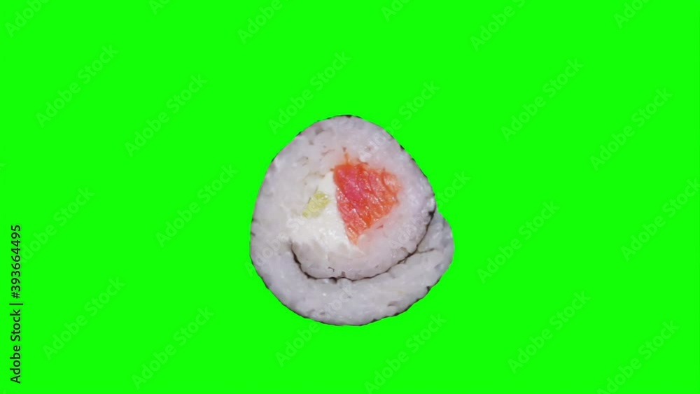 sushi rolls spinning on a green screen. spinning sushi looping animation sushi rolls spinning on a green screen. spinning sushi looping animation