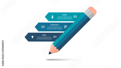 Abstract arrows of graph, diagram with 3 steps, options, parts or processes. Vector business template for presentation