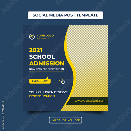 School admission social media Template  post Corporate  banner. Kids back to school square Business flyer poster layout ads.