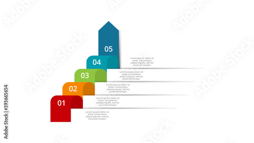 Abstract arrows of graph, diagram with 5 steps, options, parts or processes. Vector business template for presentation