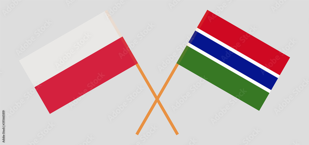 Crossed flags of Gambia and Poland Crossed flags of Gambia and Poland
