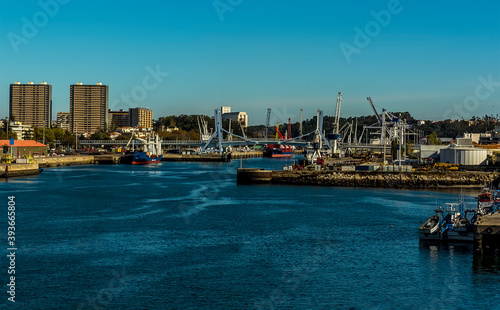 A view across the port of Leixoes, near to Porto, Portugal on a bright sunny morning © Nicola