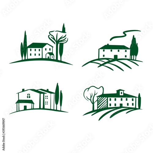 Farm set of icon in vector. Vineyard vector logo design
