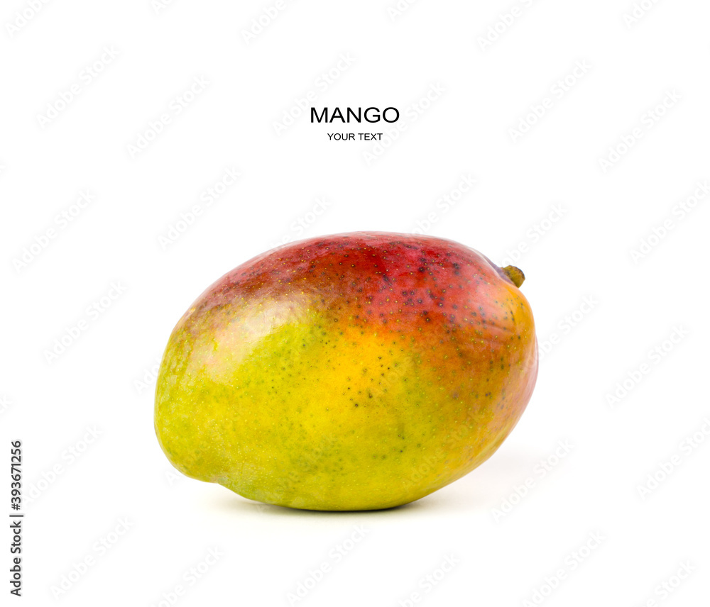 Juicy ripe mango on a white background. Side view with space for copying. The concept of fresh fruit. Juicy ripe mango on a white background. Side view with space for copying. The concept of fresh fruit.