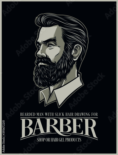 Beard Man illustration for Hairtyle products and business photo