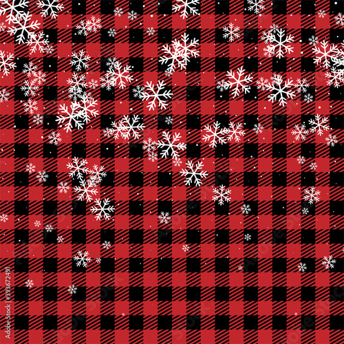 Christmas and New Year pattern at Buffalo Plaid. Festive background for design and print photo