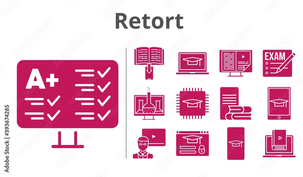retort set. included student-smartphone, exam, chemistry, chip, ebook ...