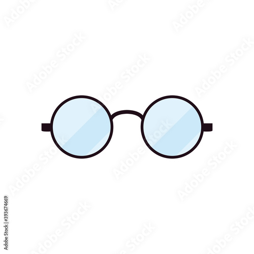 glasses of round frame, flat style in white background