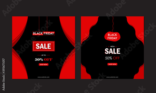 Black Friday sale social media ads banner template. Web ads banner