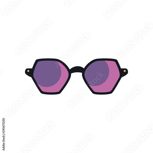 sunglasses of hexagon lens, flat style on white background