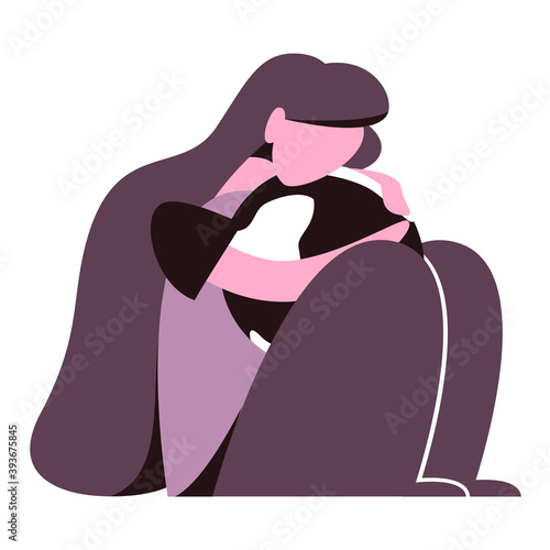 Illustration of a girl embracing the planet with care