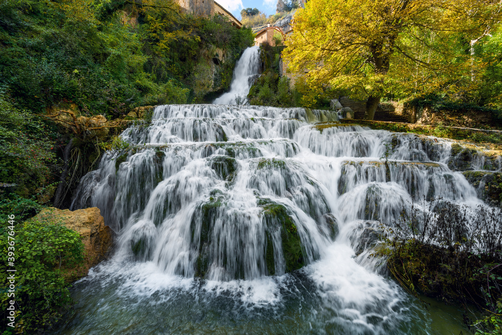 Fototapeta premium Orbaneja del Castillo waterfall in Burgos, Castilla y Leon, Spain. High quality photo