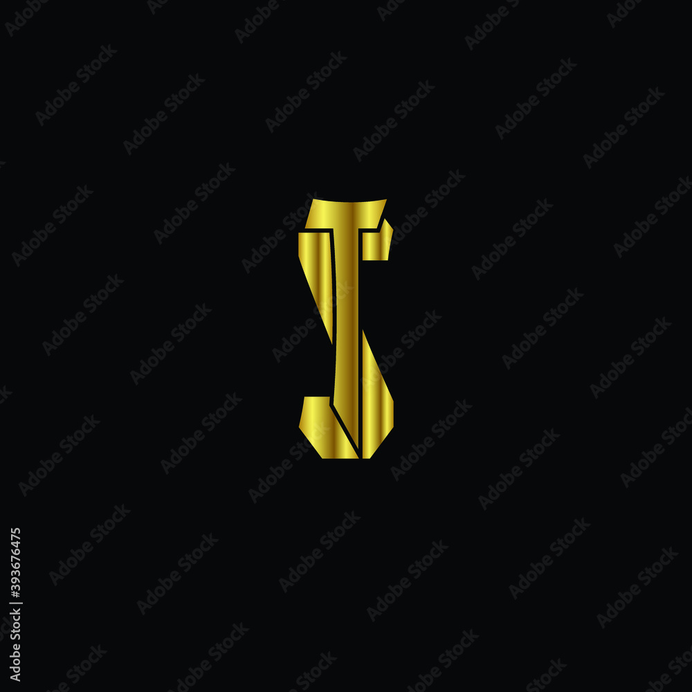 Creative Professional Trendy and Minimal Letter ST Logo Design in Black and Gold Color, Initial Based Alphabet Icon Logo in Editable Vector Format