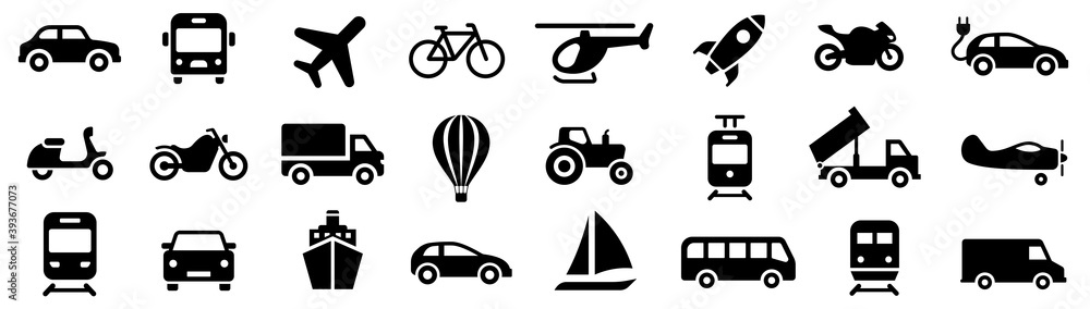 Transport icon. Transportation symbols set vector - obrazy, fototapety, plakaty 
