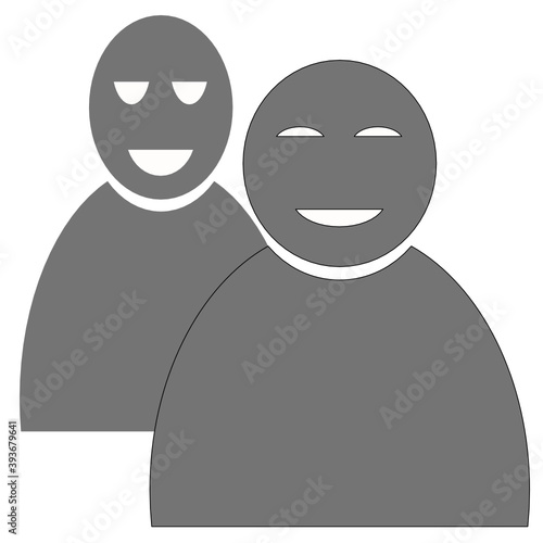 Symbolische Figuren von Mann und Frau in grau vor weißem Hintergrund