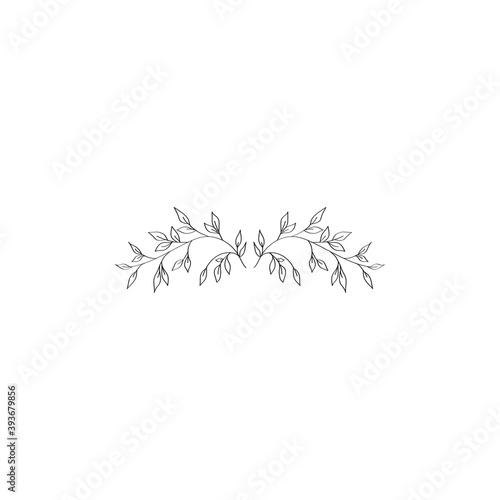 Sketch branch of leaves by hand on an isolated background