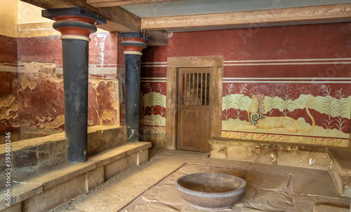 Magnificent ruins of the Knossos Palace complex. The famous Minoan (Bronze Age) archaeological site on the island of Crete, Greece