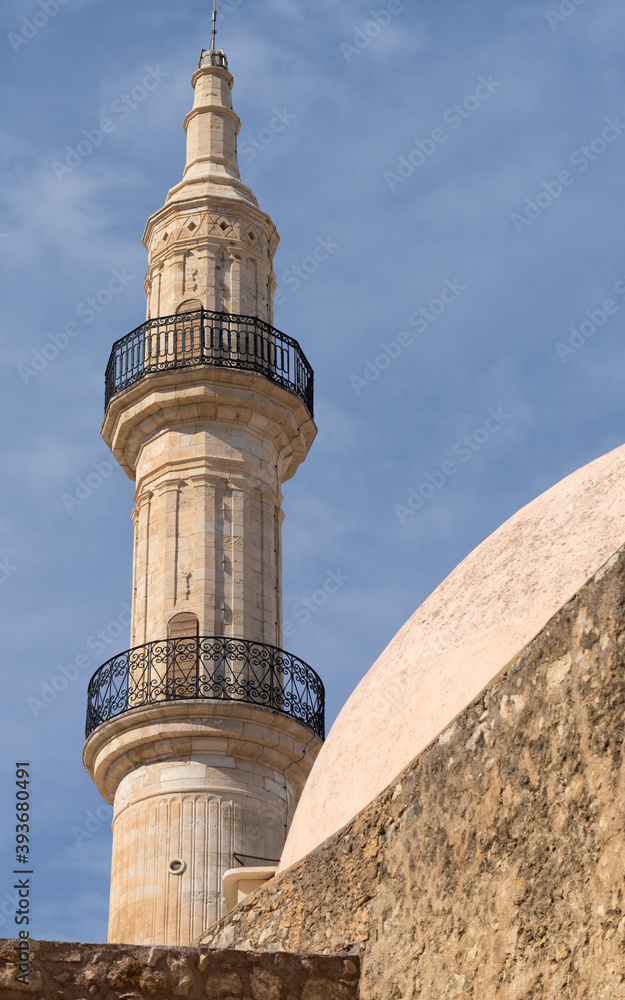 The Neratze mosque (originally Santa Maria Church and convent) in the old town of Rethymno (also Rethimno, Rethymnon), Crete, Greece.
