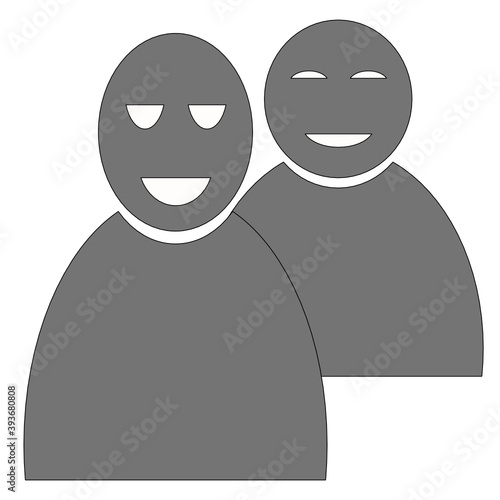 Symbolische Figuren von Mann und Frau in grau vor weißem Hintergrund