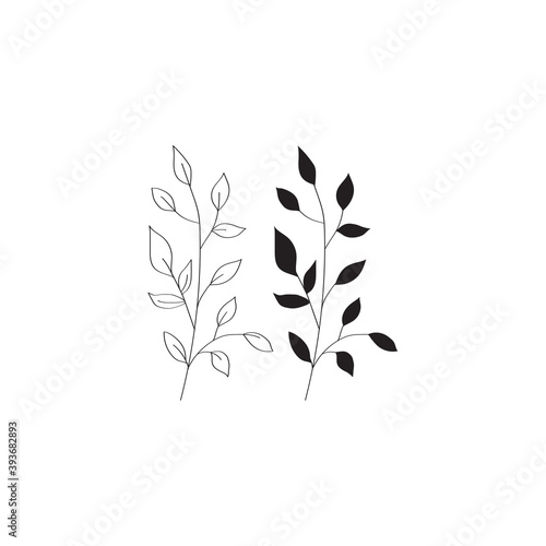 Hand drawn vector illustrations. Botanical branches of eucalyptus and fern. F...